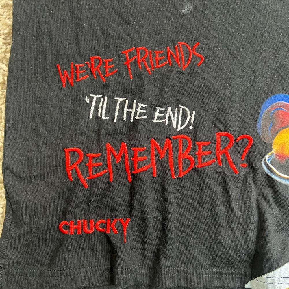Black embroidered Chucky Graphic T-Shirt size medium - Picture 3 of 6